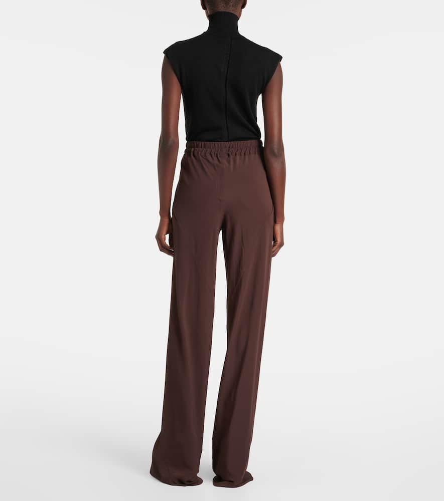 Rick Owens Dietrich Drawstring Crêpe Cady Straight Pants In Brown