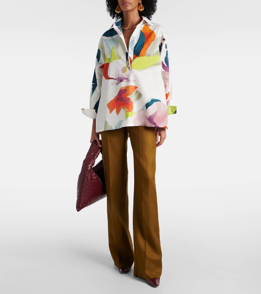 Max Mara Verace Printed Cotton Top In White