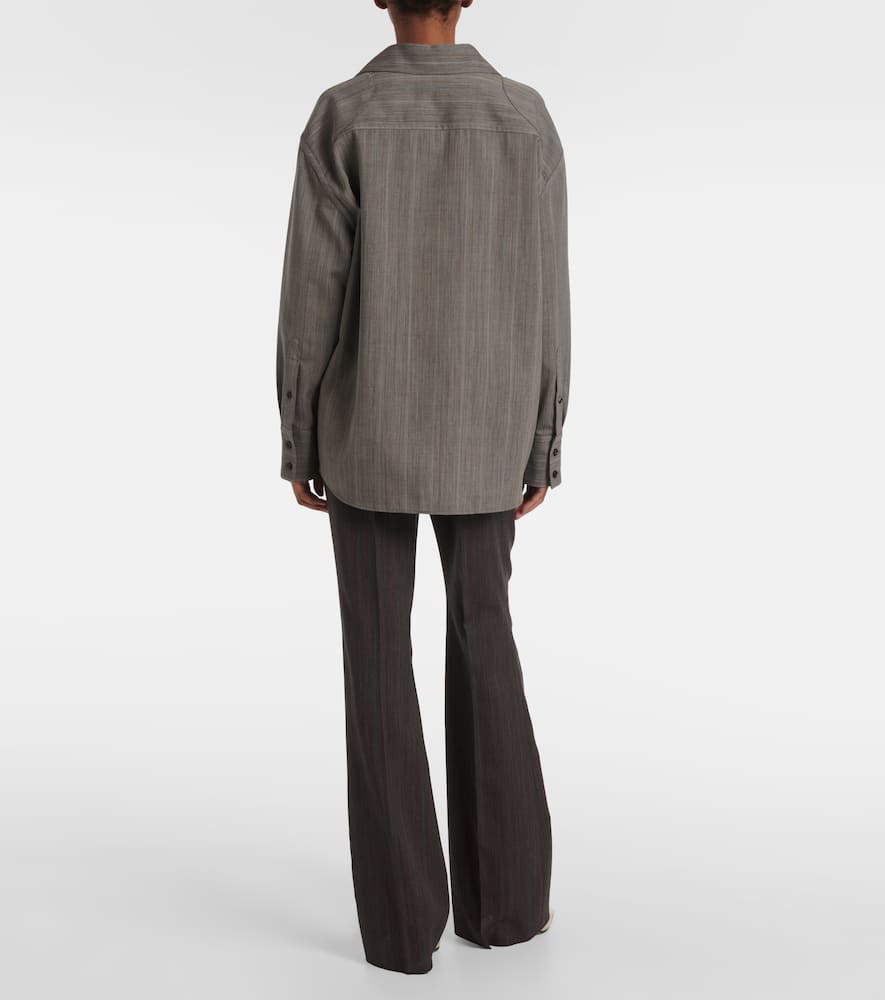 Bottega Veneta Embellished Striped Wool Shirt In Vulcano/bean Melange