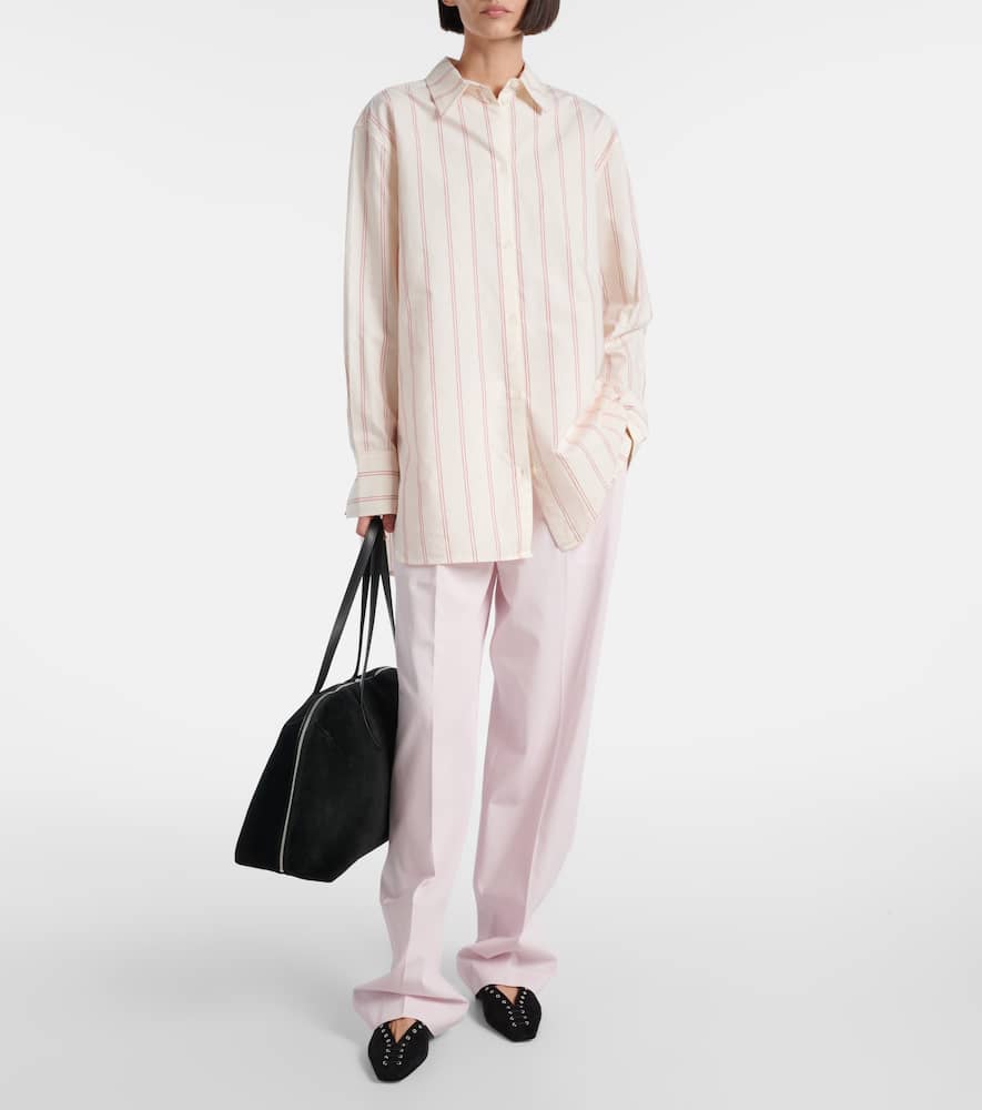 Totême Toteme Striped Cotton Shirt In Ecru/blossom