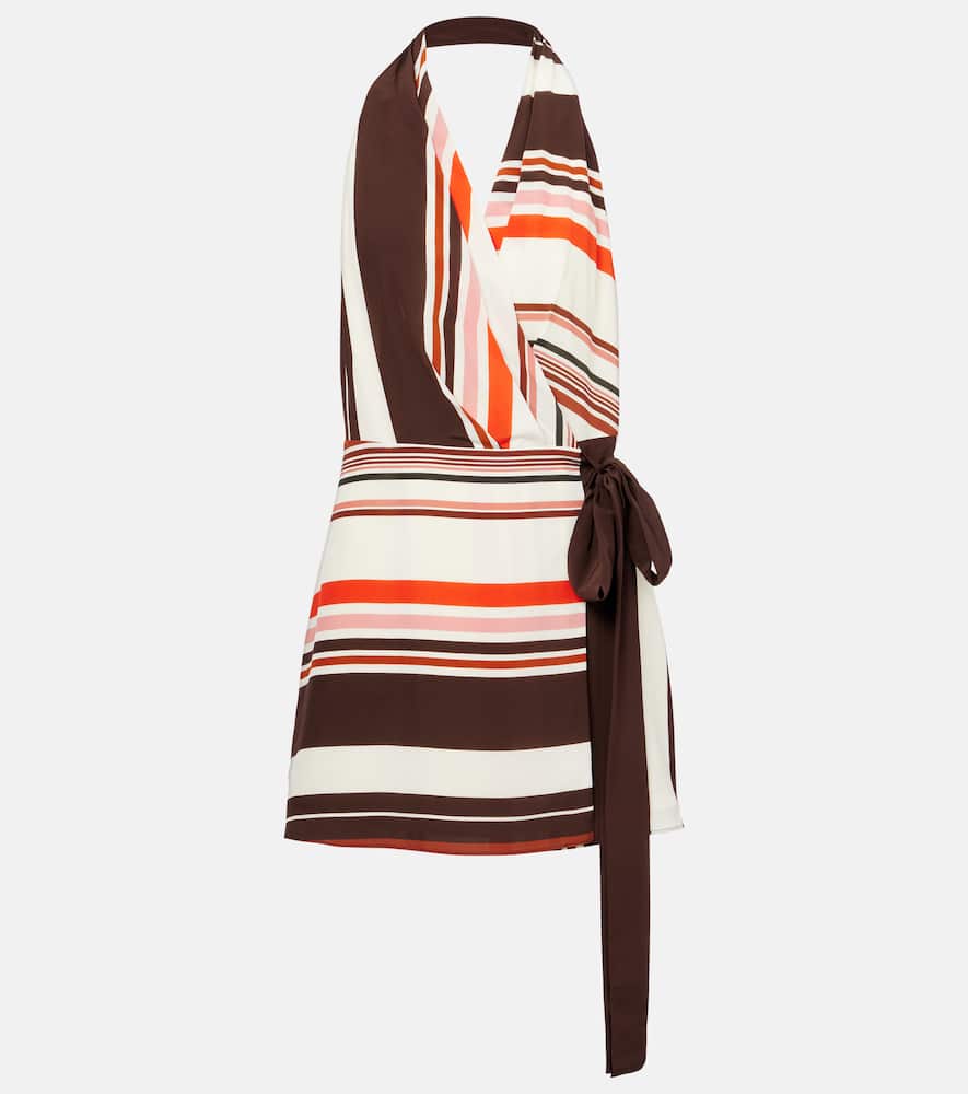 SIR Thistle striped silk satin minidress