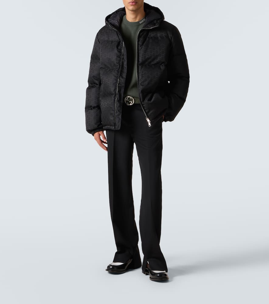 Gucci Black Padded Jacket In Jumbo Gg Fabric In Black