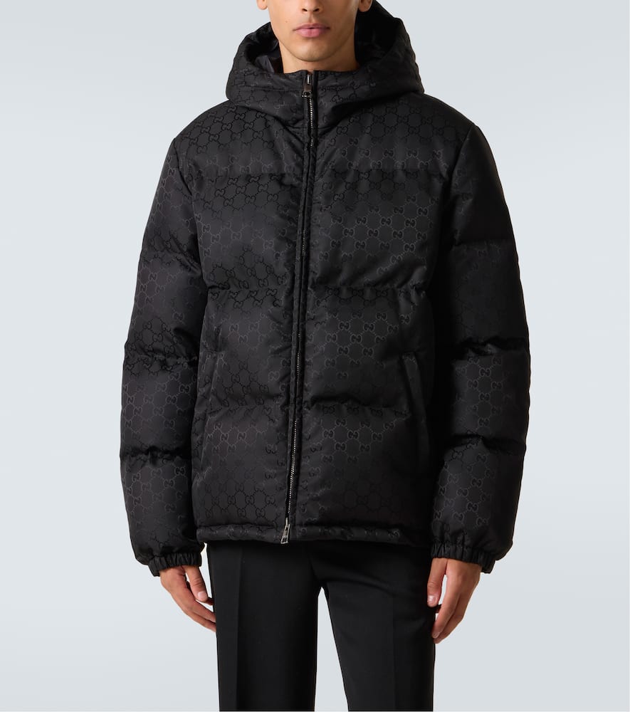 Gucci Black Padded Jacket In Jumbo Gg Fabric In Black