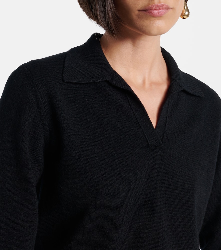 Dolce & Gabbana Polo-style Cashmere Sweater With V-neck In Black