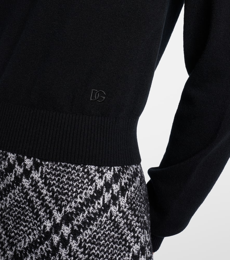 Dolce & Gabbana Polo-style Cashmere Sweater With V-neck In Black