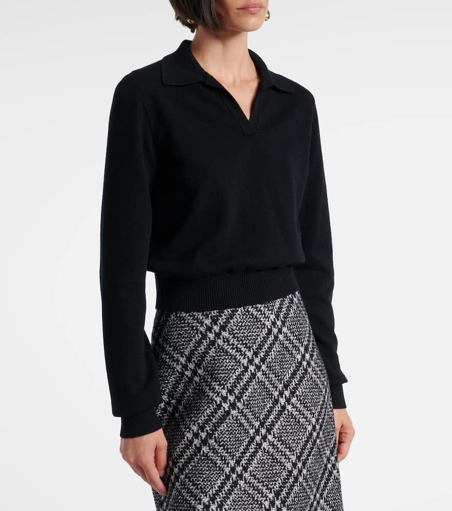 Dolce & Gabbana Polo-style Cashmere Sweater With V-neck In Black