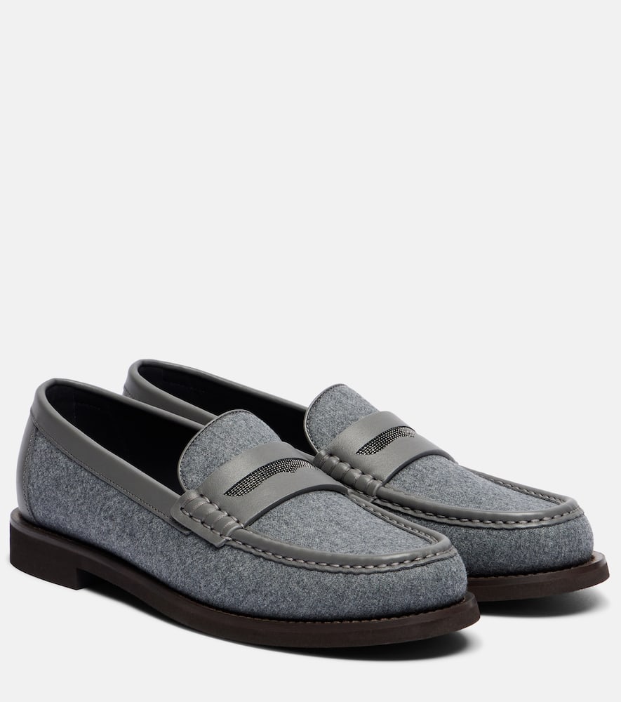 Monili leather-trimmed loafers