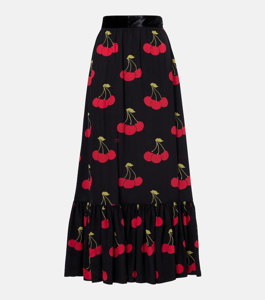 Valentino Women's Black Printed Silk Maxi Skirt UK Size 4 - Mytheresa