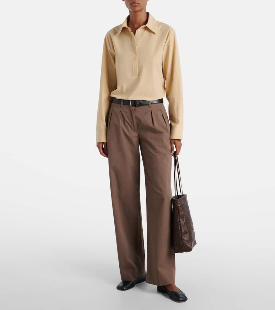 The Row Margan Cotton-poplin Pullover Shirt In Neutral