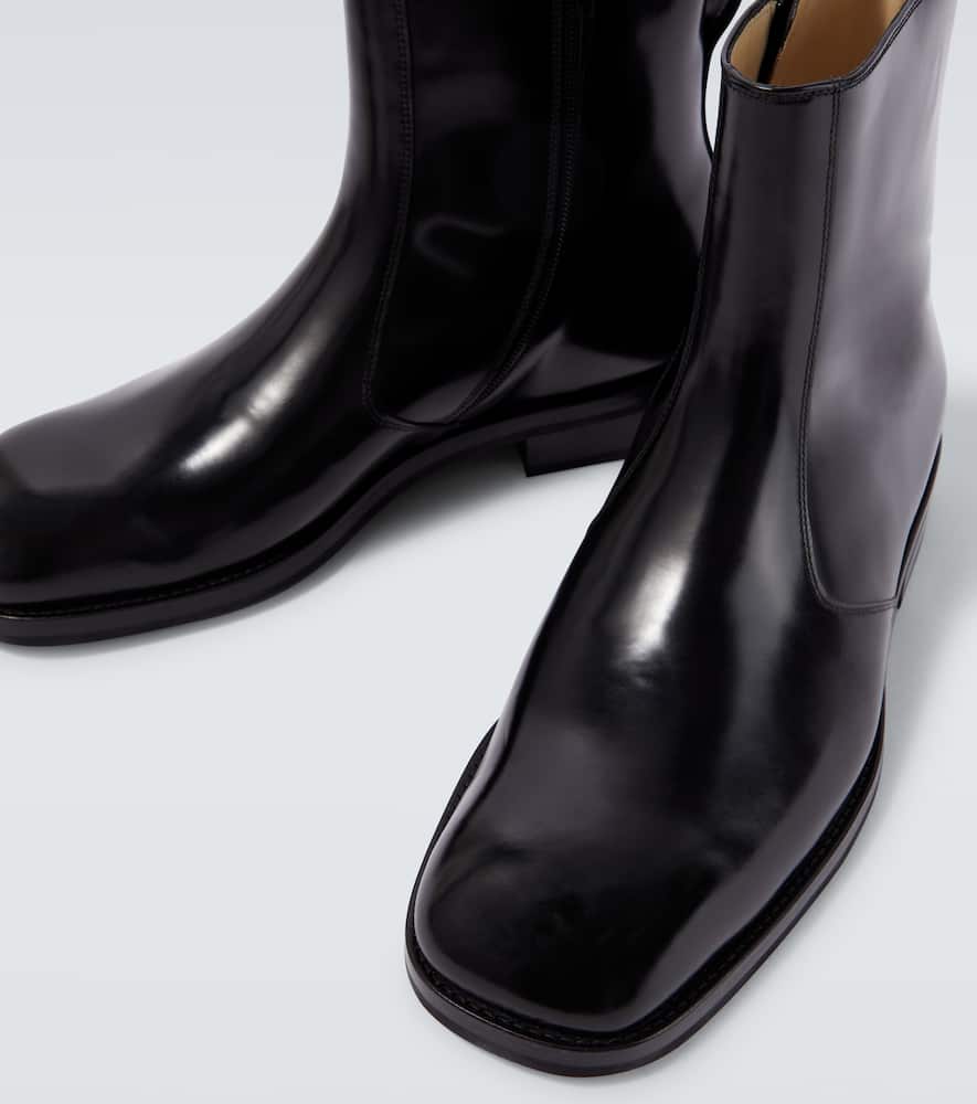 Lemaire Men Leather Ankle Boots In Multi