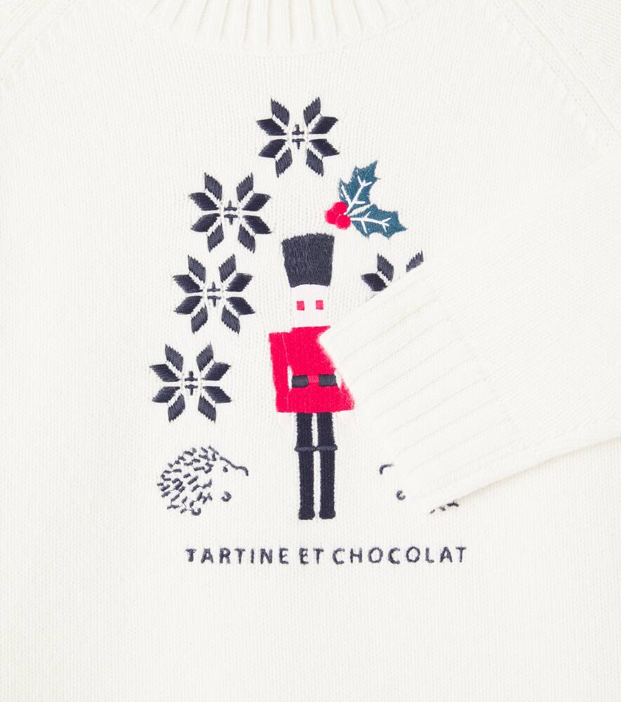 Tartine Et Chocolat Intarsia Wool Sweater In White