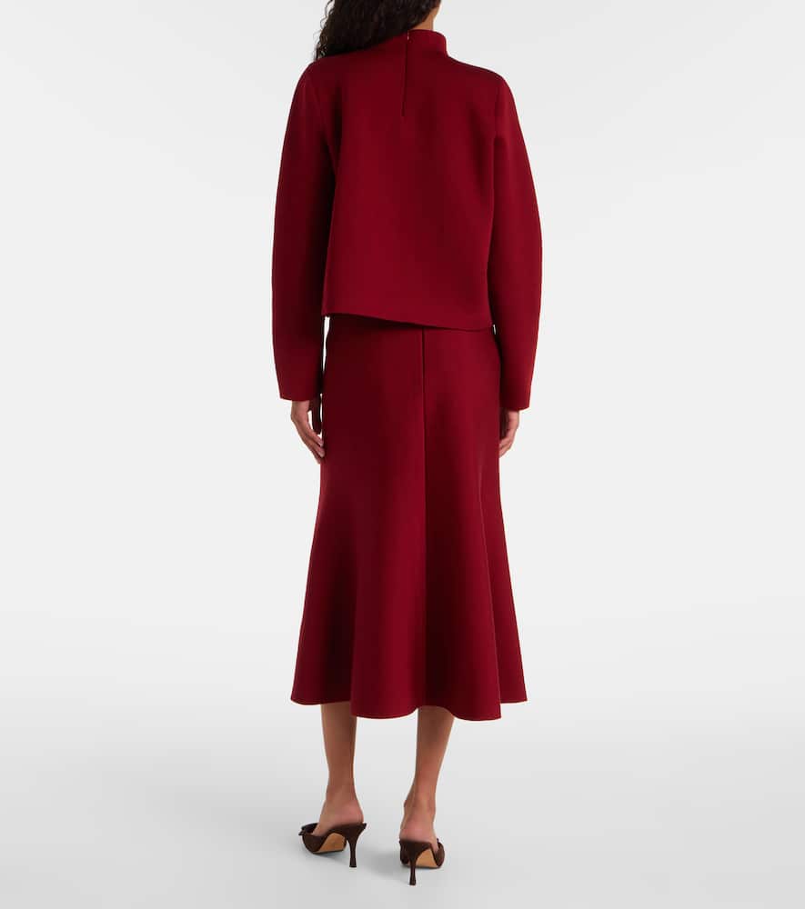 Carolina Herrera Floral Jacquard Cotton And Wool Sweater In Burgundy
