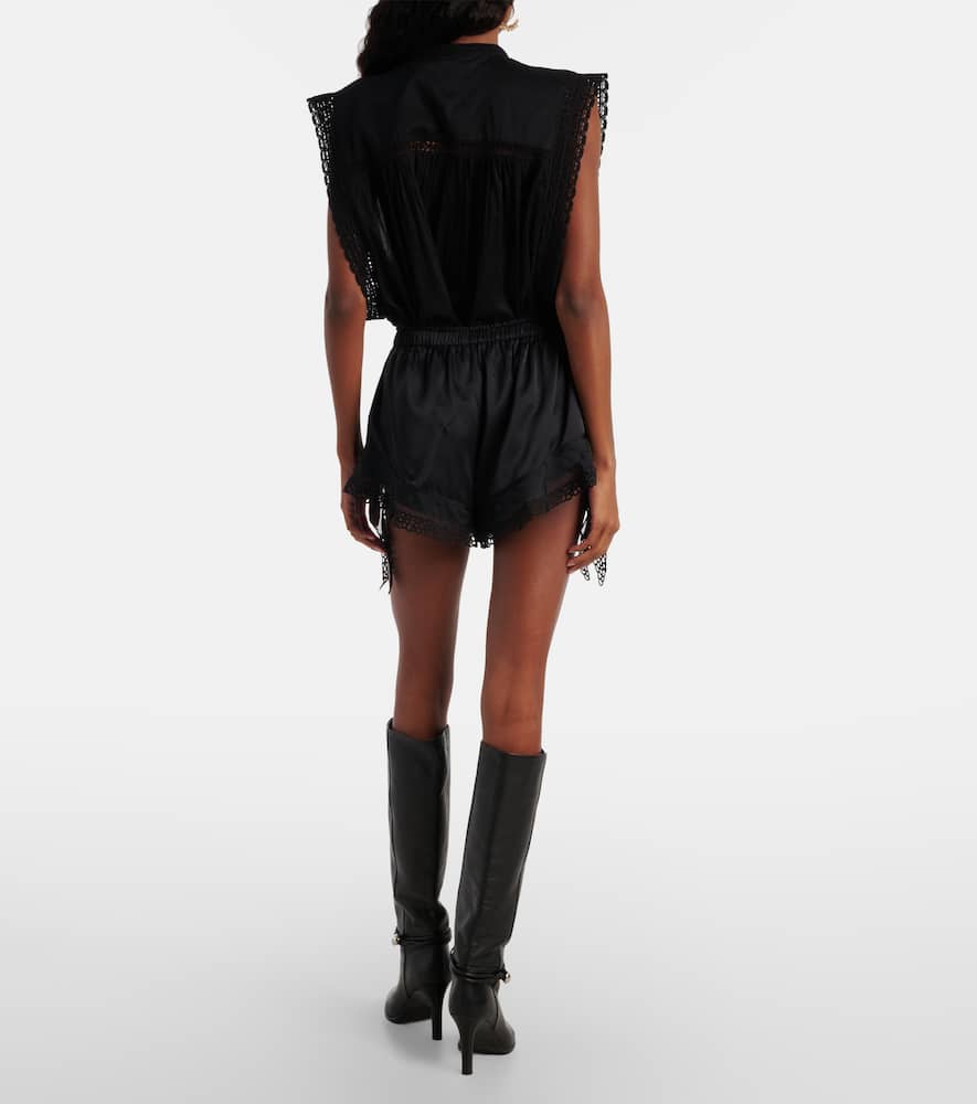 Isabel Marant Ildana Lace-trimmed Silk-blend Shorts In Black