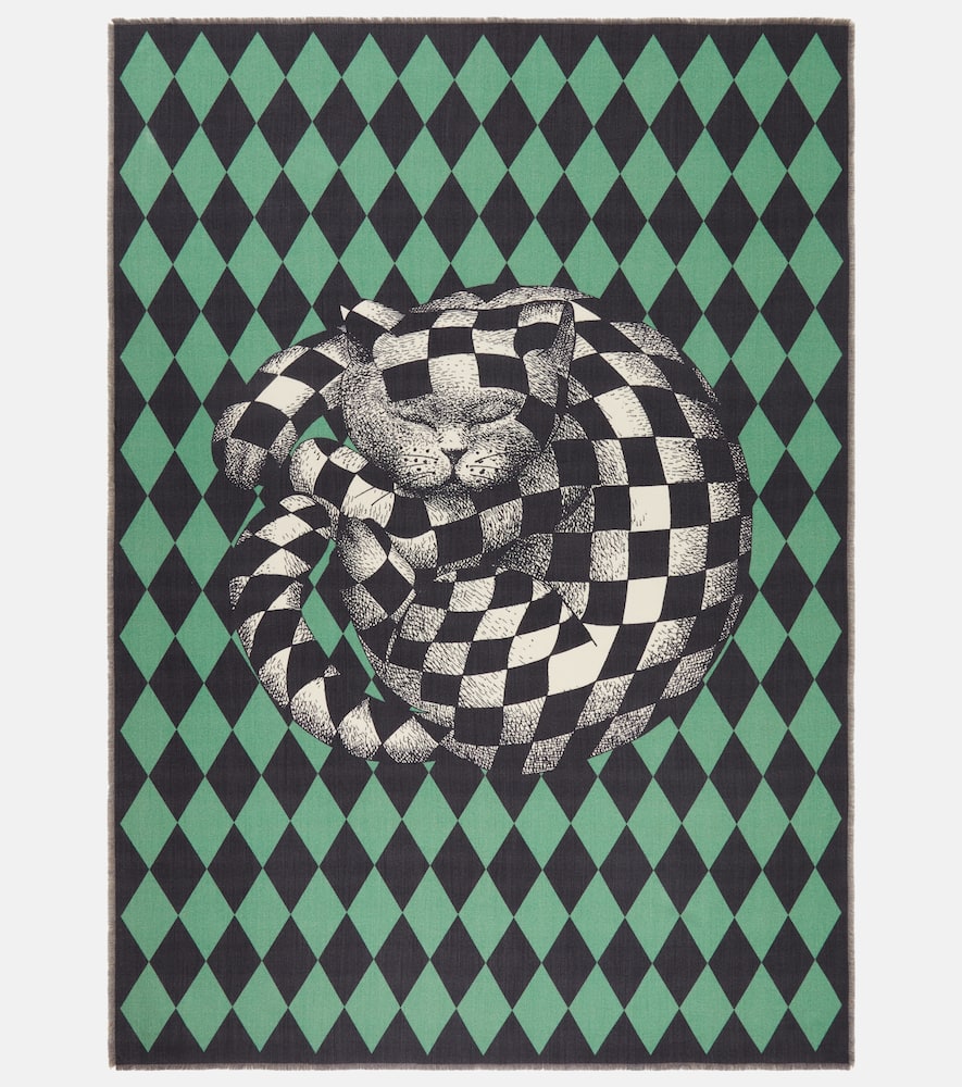 Fornasetti Argyle Wool Blanket In Green