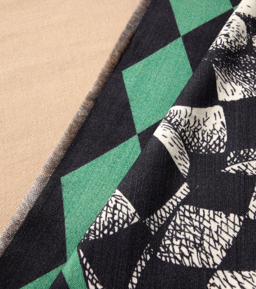 Fornasetti Argyle Wool Blanket In Green