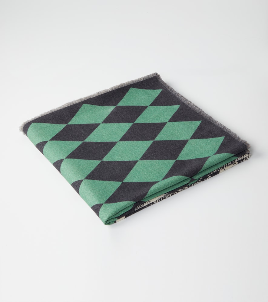 Fornasetti Argyle Wool Blanket In Green