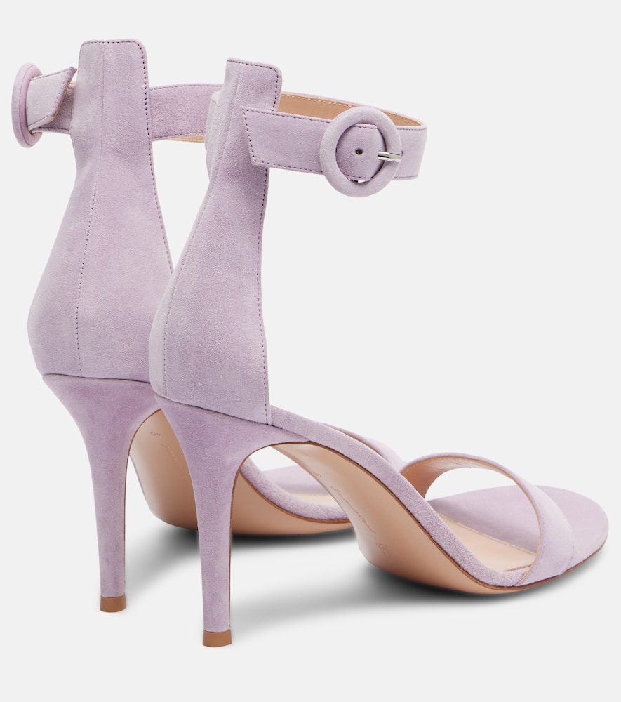 Gianvito Rossi Portofino 85 Suede Sandals In Purple