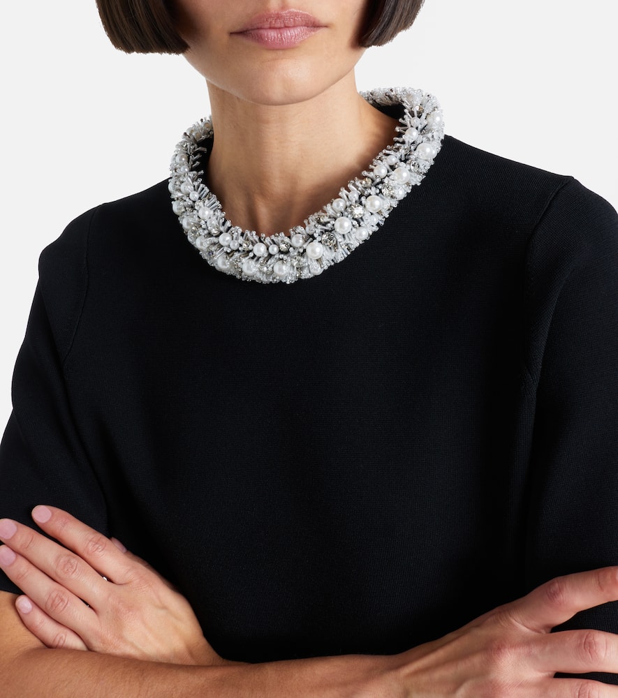 Simkhai Ozelle Embellished Knitted Crop Top In Black