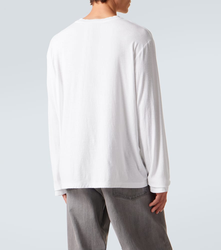 Acne Studios Long Sleeve Crew Neck Logo T-shirt With Pocket In White