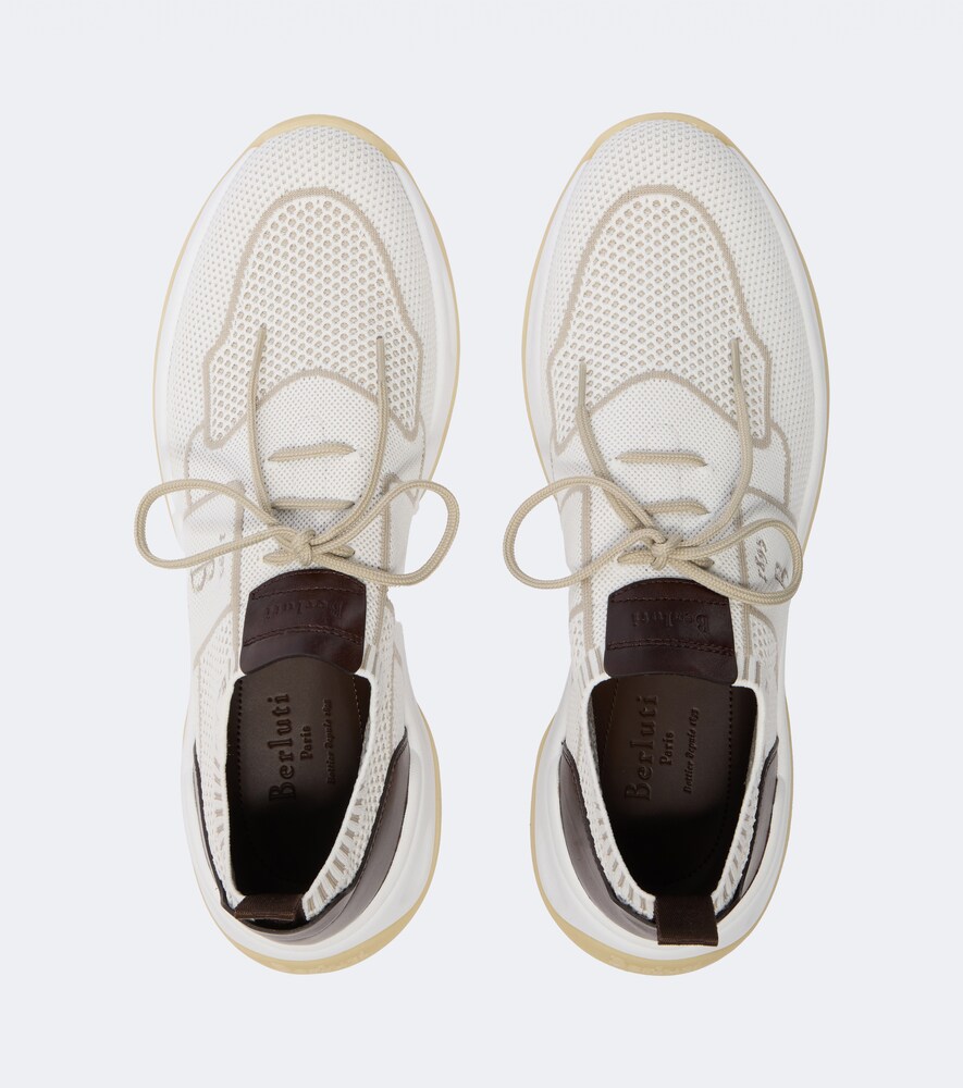  Berluti Berluti Shadow Leather-trimmed Knitted Sneakers 