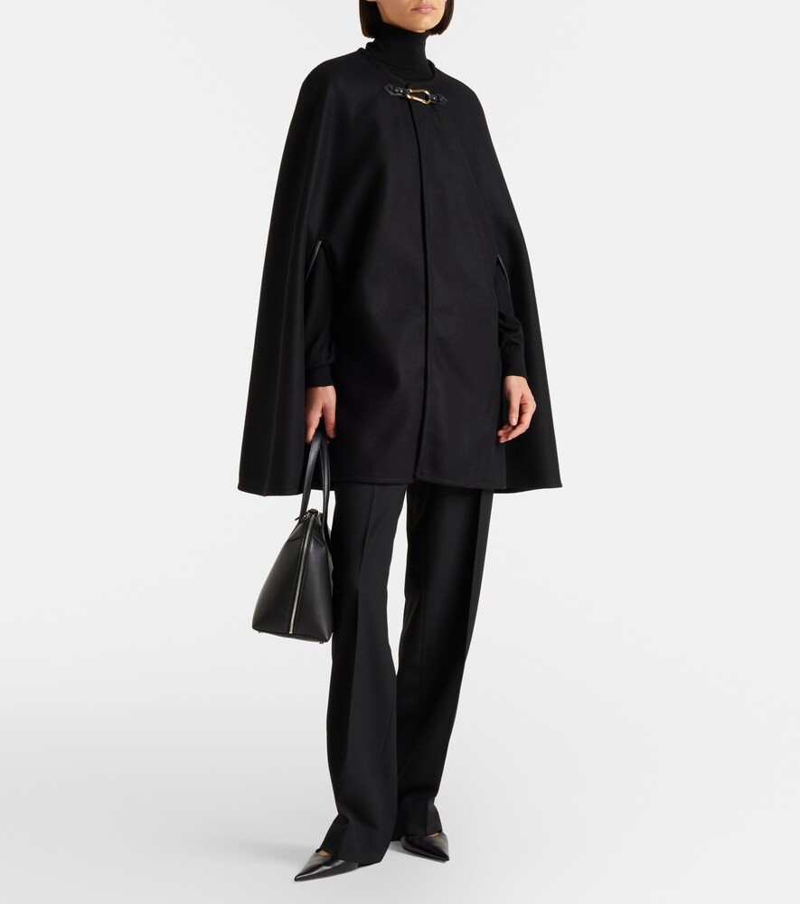 Nili Lotan Arianna leather-trimmed wool-blend cape
