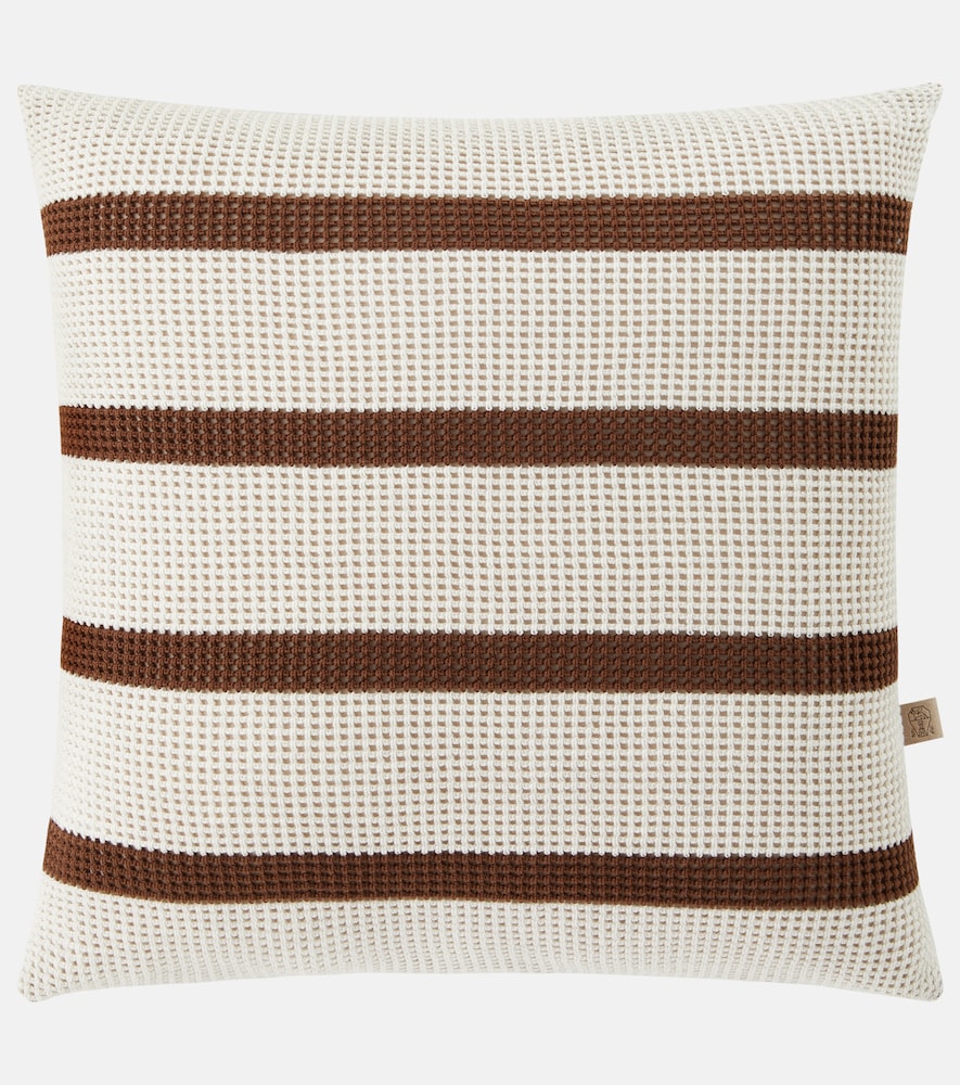 Brunello Cucinelli Striped Cotton Cushion In White