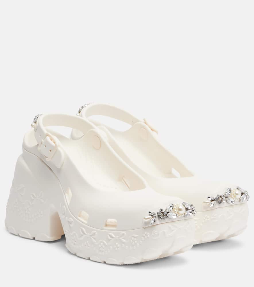 Simone Rocha X Crocs Embellished Platform Pumps In White