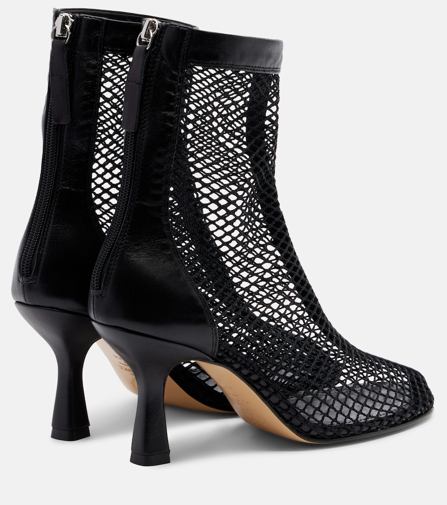  Souliers Martinez Souliers Martinez Fira Leather-trimmed Fishnet Ankle Boots 