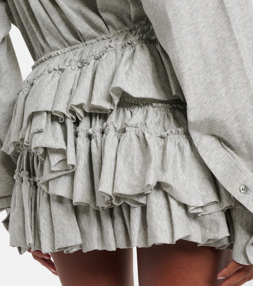  Dries Van Noten Dries Van Noten Ruffled Asymmetric Cotton Miniskirt 