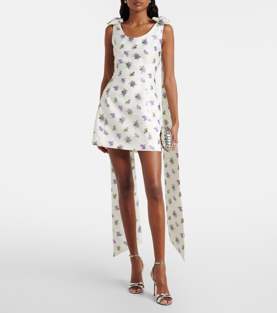 Markarian Bow-detail floral caped brocade minidress