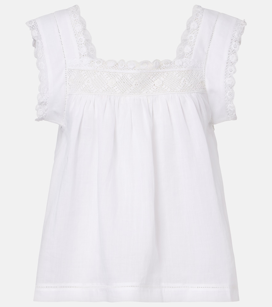 Doen Dôen Aphra lace-trimmed ramie top