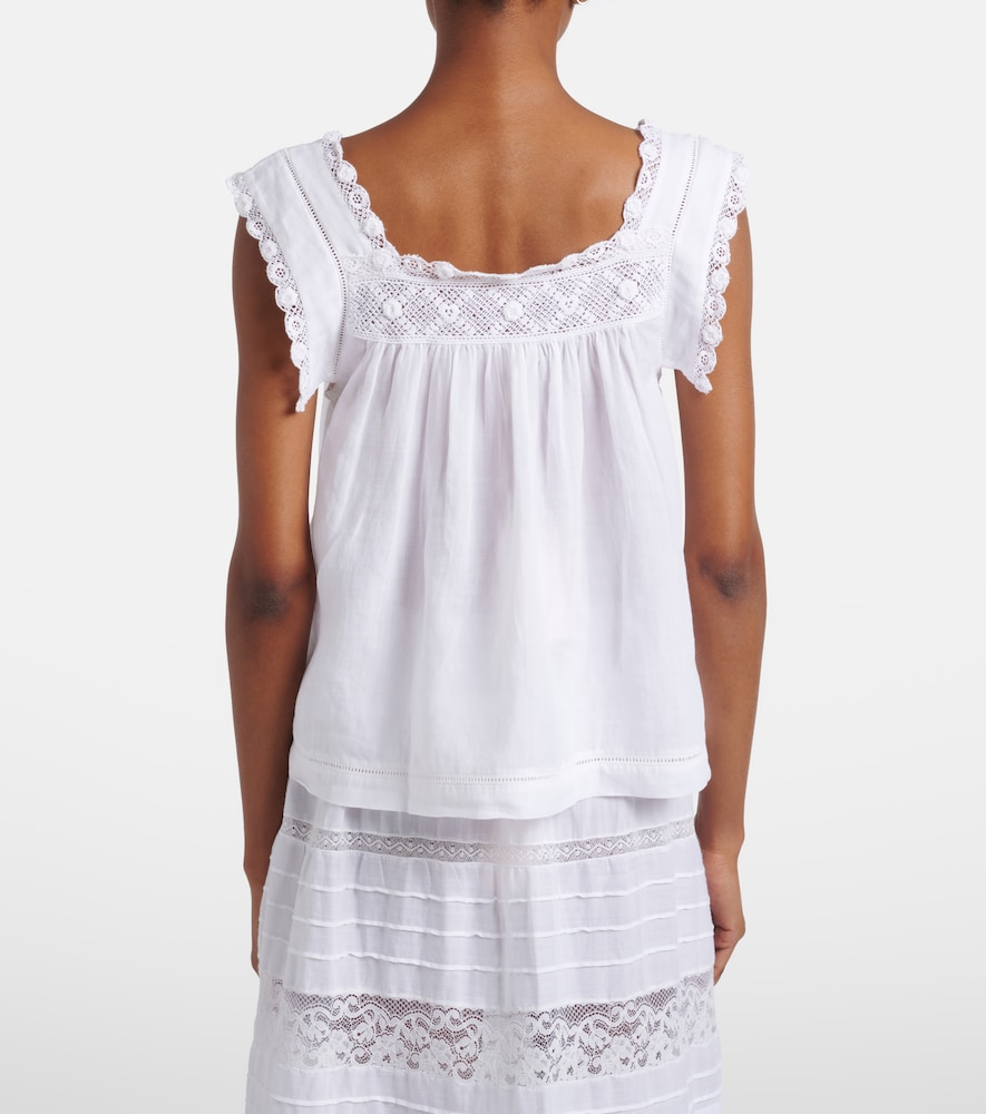 Dôen Aphra Lace-Trimmed Ramie Top