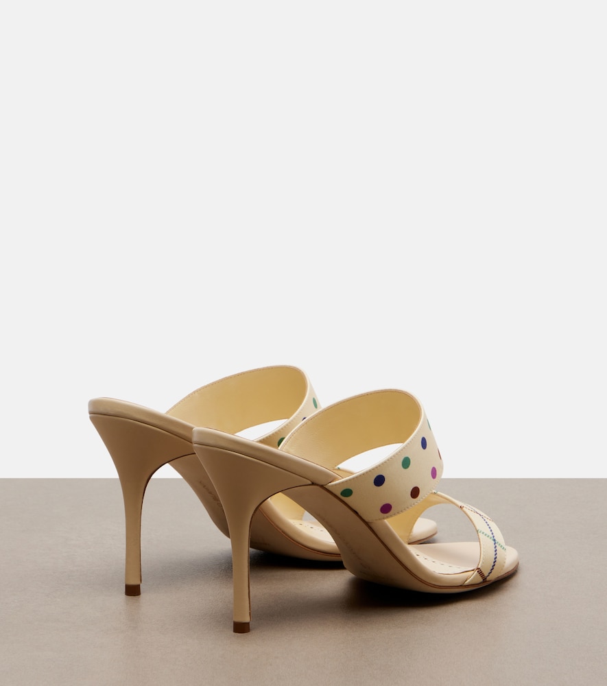  Manolo Blahnik Manolo Blahnik Ralotapla Printed Satin Mules 