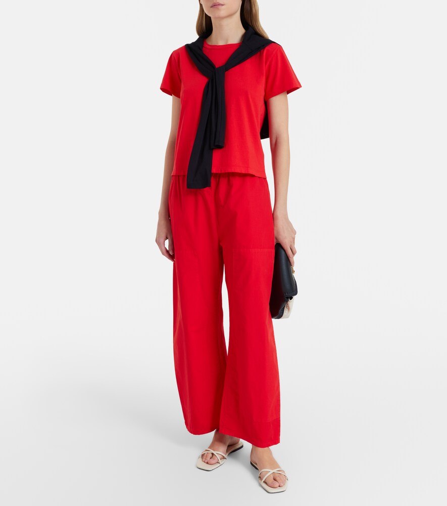 Leset Kyoto cropped cotton wide-leg pants
