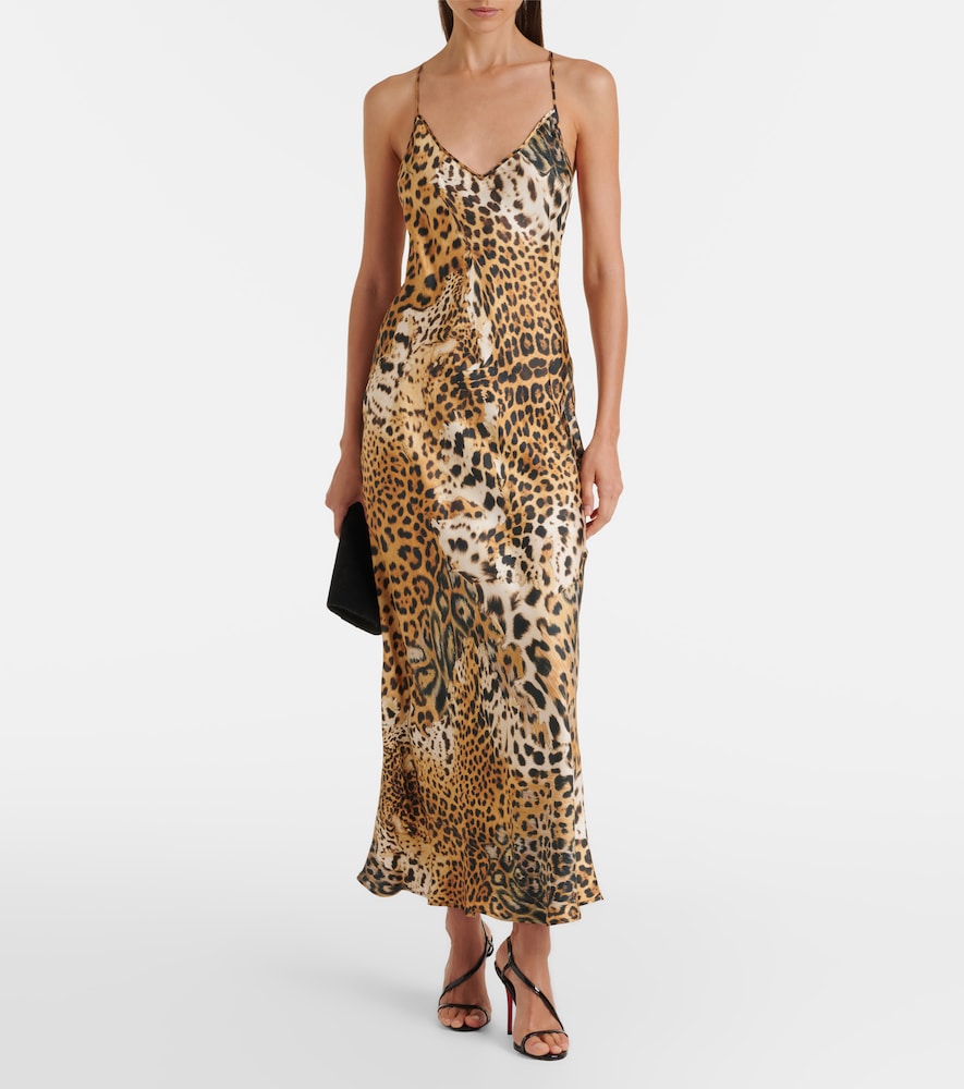 Roberto Cavalli Printed silk satin slip dress