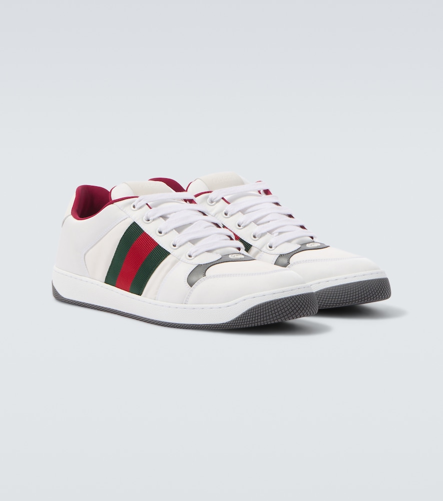 Gucci Men's White Screener Leather-Trimmed Sneakers UK Size 9.5 - Mytheresa
