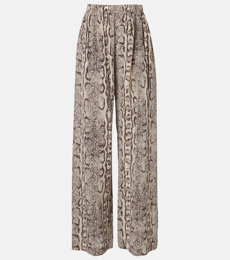 Balenciaga Women's Beige Snake-Print Silk Palazzo Pants UK Size 18 - Mytheresa