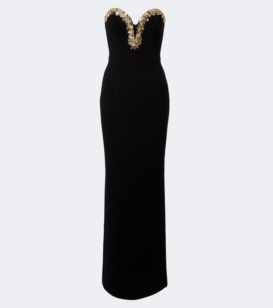 Verzierte Bustier-Robe Alexandrite aus Crêpe
