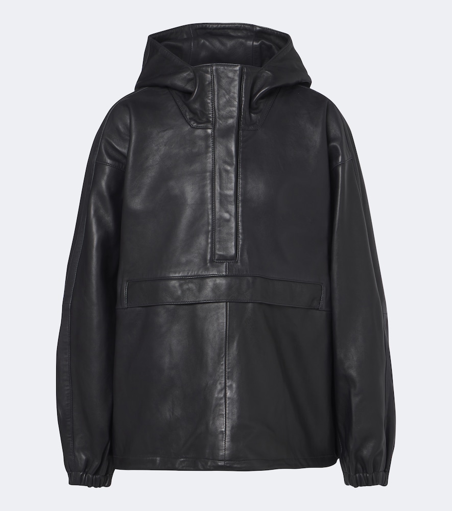 Róhe Giacca oversize in pelle con cappuccio