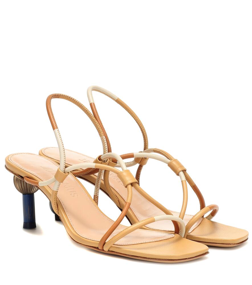 olbia leather slingback sandals in beige
