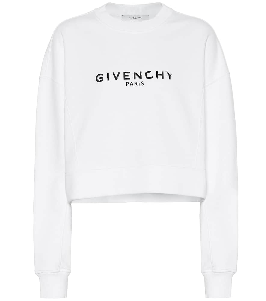 Click to view more detailed imagery on our partner's website Givenchy Logo-Print Cropped Cotton-Jersey Sweatshirt In White