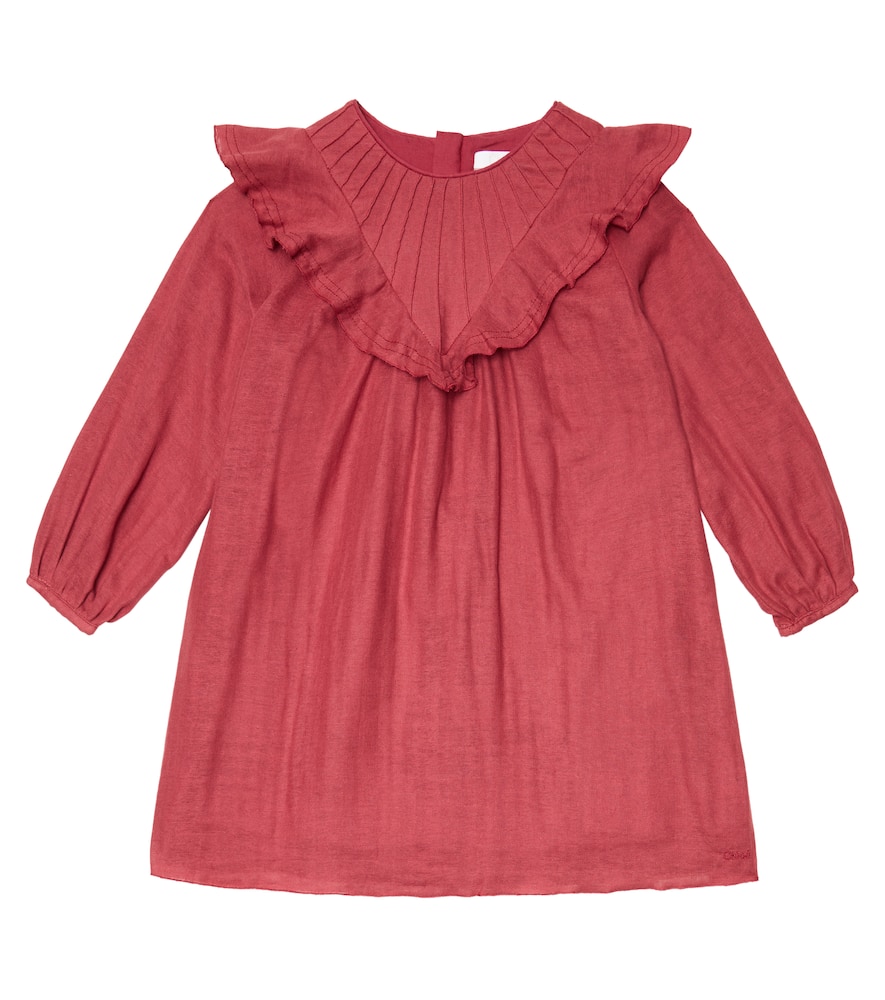 Chloé Kids Ruffled piped cotton dress