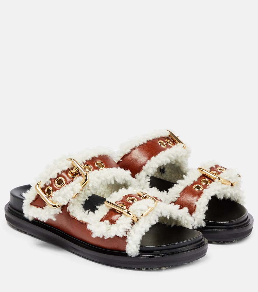 Marni Fussbett shearling-trimmed leather sandals Smart Closet