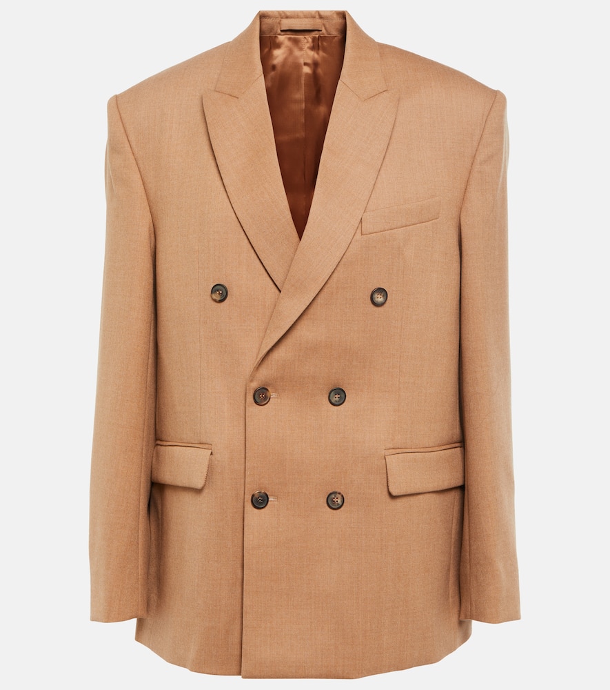 Wardrobe.nyc Double-breasted Wool Flannel Blazer In Brown
