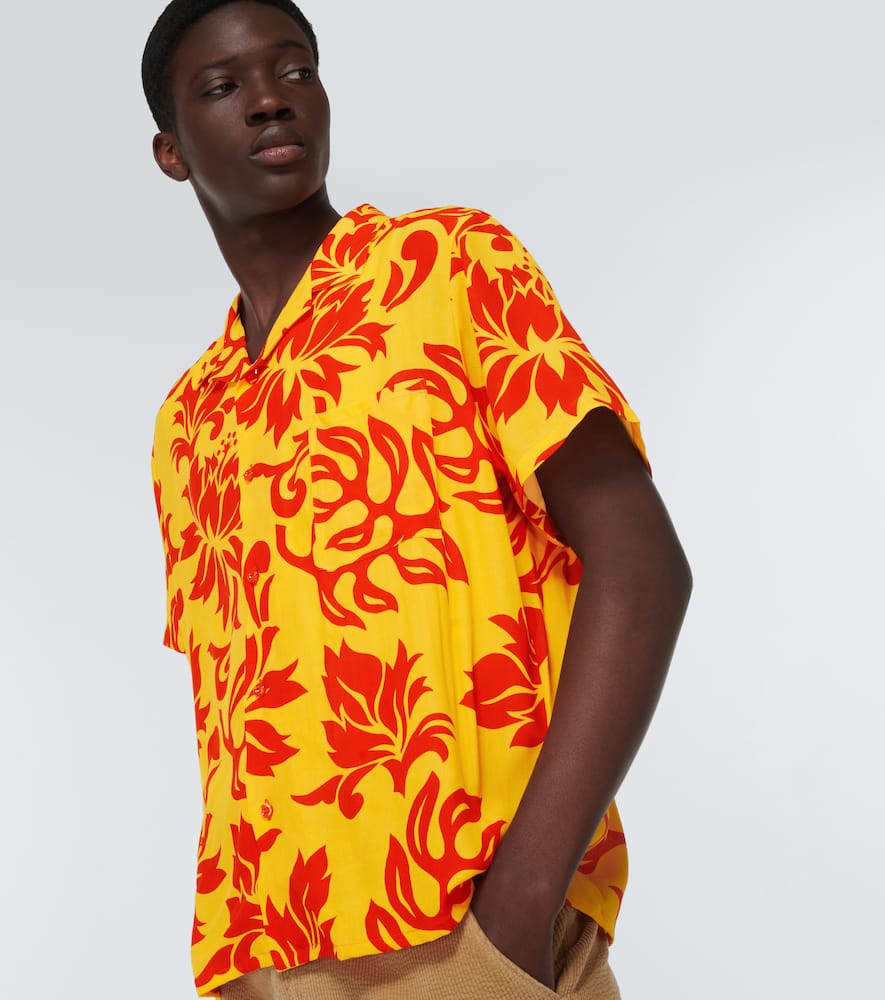 Erl Floral Patterned Short Sleeve Unisex Shirt With Breast Pocke In  Tropical F
