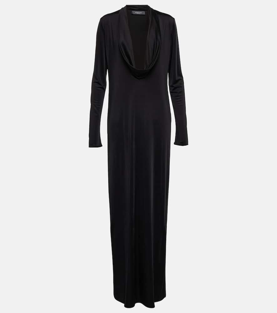 Versace Cowl Neck Maxi Dress In Black