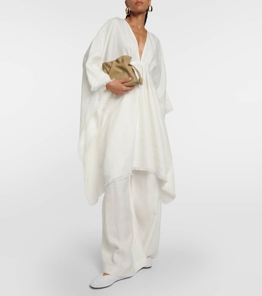 Loro Piana High-waisted Wide-leg Linen Pants In White