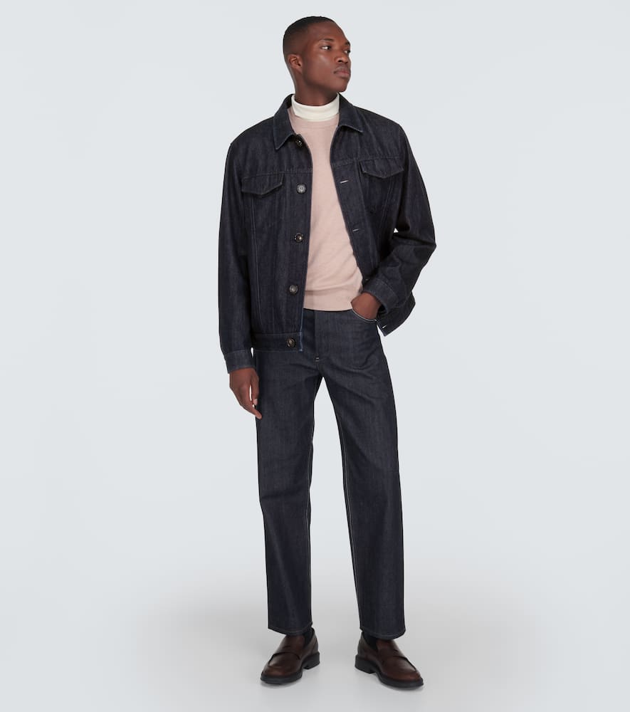 Shop Loro Piana Neive Denim And Cashmere Jacket In Blue