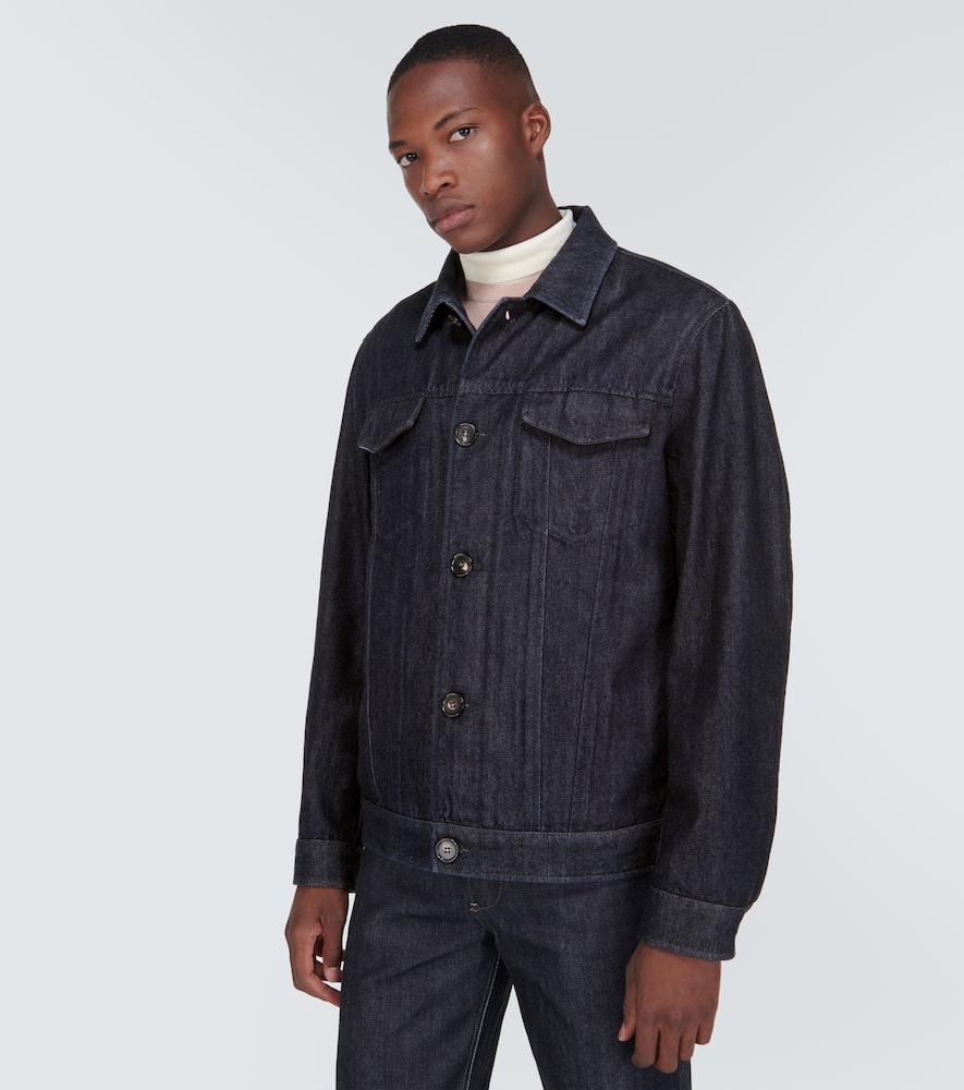 Shop Loro Piana Neive Denim And Cashmere Jacket In Blue