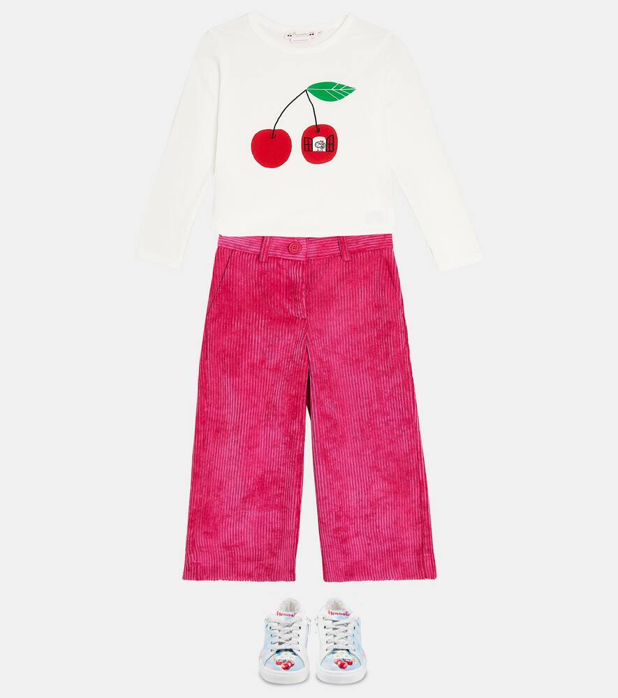Monnalisa Corduroy Wide-leg Pants In Pink